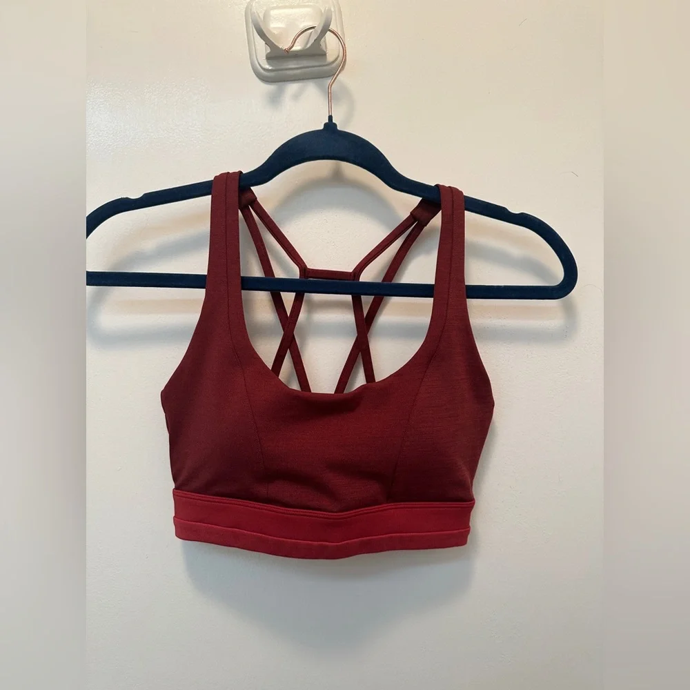 Lorna Jane Burgundy Red Crisscross Sports Bra & Leggings Set